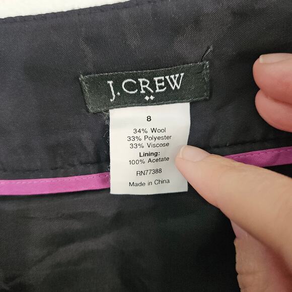 J. Crew Black Tweed Wool Mini Skirt Size 8 Medium Dark Academia Pockets - Picture 6 of 7